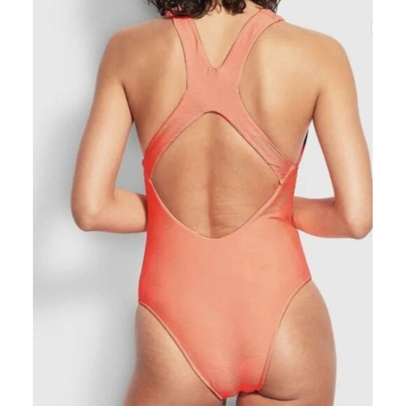 Seafolly Womens Orange Capri High Neck One Piece Bathing Suit Swim size 8 beach - Picture 2 of 6